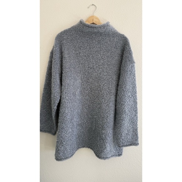 J. Jill 2X Tunic Sweater Blue Pullover Mock Neck Acrylic Mohair Textured Fuzzy - Picture 2 of 9